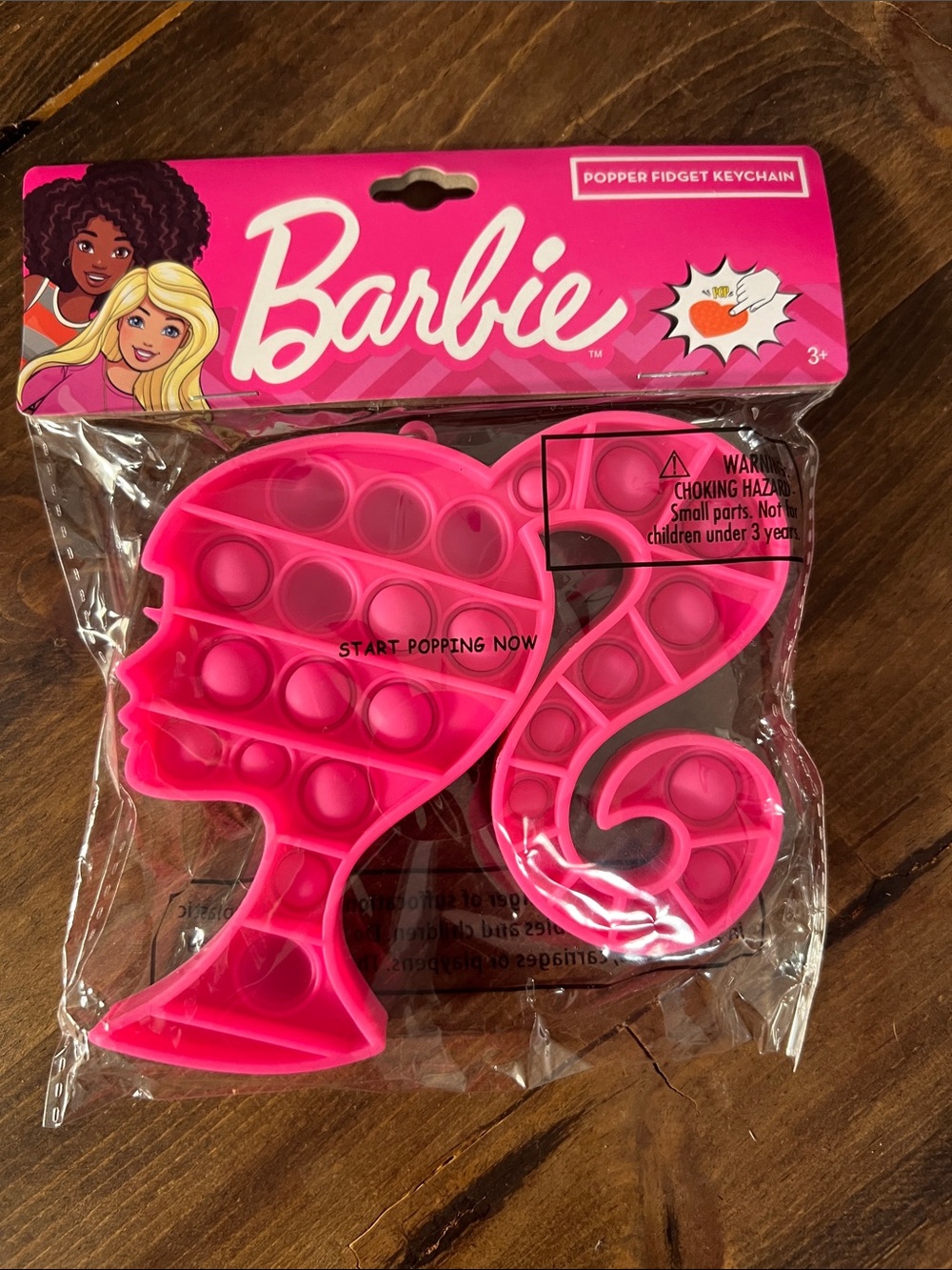 Barbie Hot Pink Silhouette Popper Fidget Keychain
